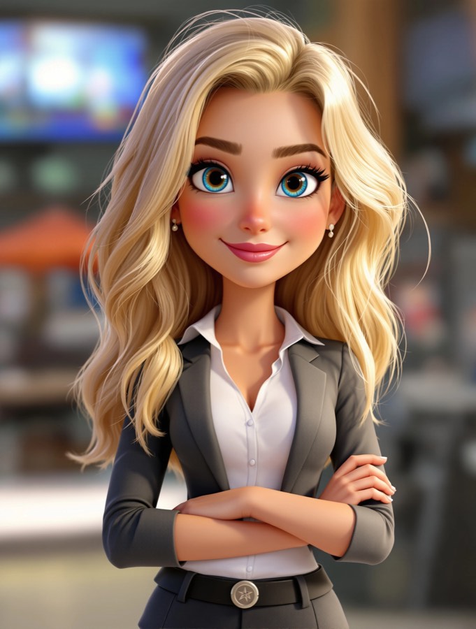 Tess Calloway, a synthetic analyst. A computer-generated portrait, not a photograph of a real person.